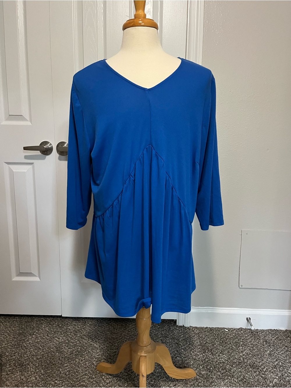 Serengeti Women’s 1X Blue Asymmetrical Layered Babydoll Tunic Top